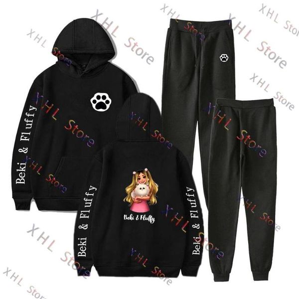 

rebekah men's tracksuits wing merch beki & fluffy printed hooded suits hoodie and pants 2pcs set streetwear men women cloths kawaii y2k, Gray