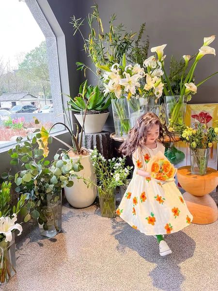 

flower kid pastoral styke dresses set 100-160cm fashion designer boutique clothes wholesale summer outfits 2022, Red;yellow