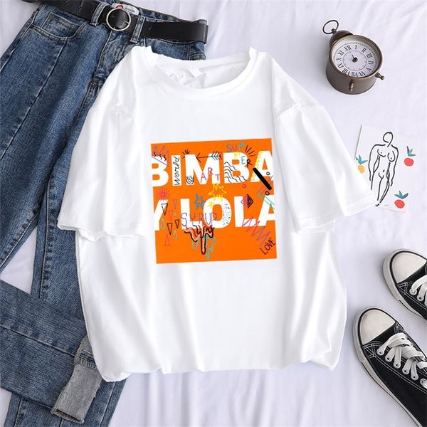 

summer women t shirts fashion trend letter printing female loose casual o neck t-shirt large size ladies tee shirt 220425, White