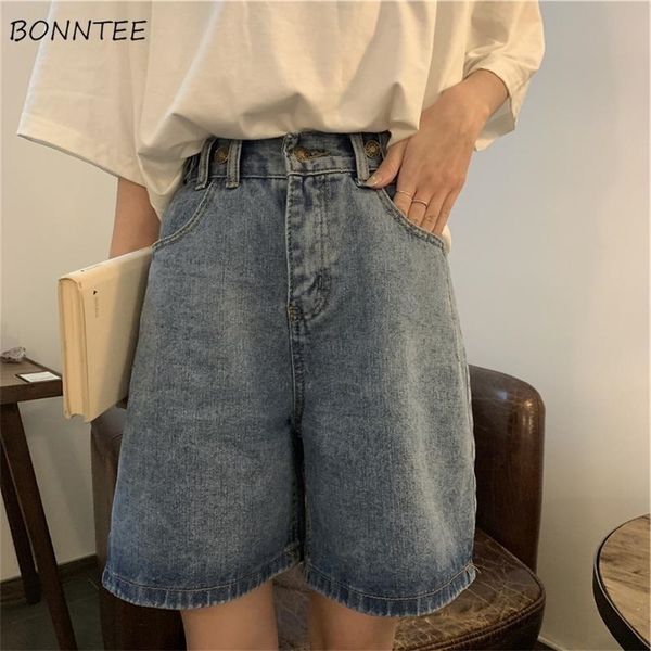 

straight short ulzzang summer chic high waist denim preppy girls streetwear all-match leisure stylish women's clothing 220407, White;black