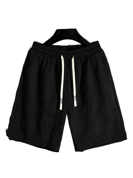 

men letter embossed drawstring waist shorts 544m#, White;black