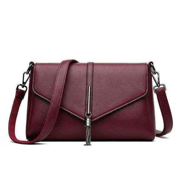 

evening bags fashion women's bag 2022 new tassel messenger soft leather small square one shoulder mother's backpack 220211
