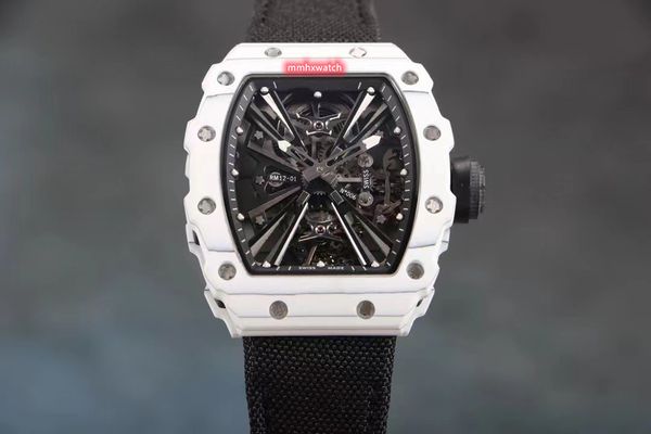 

zy produced rm12-01 tourbillon watch size 51x42x15mm manual chain movement hollow-out case structure follows the three-way principle sapphir, Slivery;golden