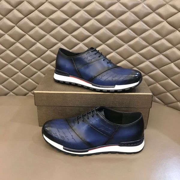 

men's shoes luxury designer brand imported cowhide material made of pure manual repeatedly brush color with box are size38-45, Black