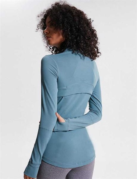 

l-78 autumn winter new zipper jacket quick-drying outfit yoga clothes long-sleeve thumb hole training running jacket women piglu slim, White;red