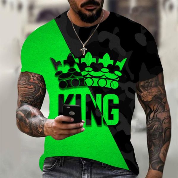 Erkek Tişörtler Taç Kral Grafik Tişört Erkekler için Tee Camisetas Üstler Ropa Hombre Street Giyim Moda Topçılar