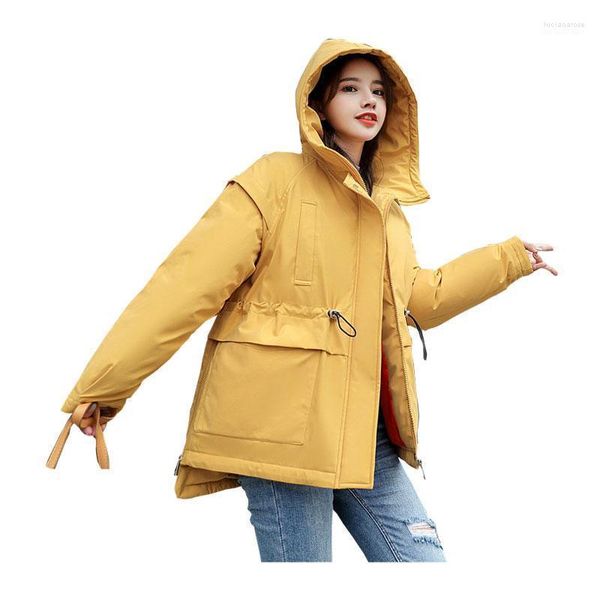 Piumino da donna Parka da donna Giacca invernale corta Studente con cappuccio Cappotto oversize imbottito in cotone oversize antivento Luci22