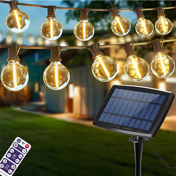 Lampada a stringa solare per esterni Luci a stringa 10 25 30 50 Lampadina Edison Decorazione di nozze G40 Luci natalizie per strada da giardino