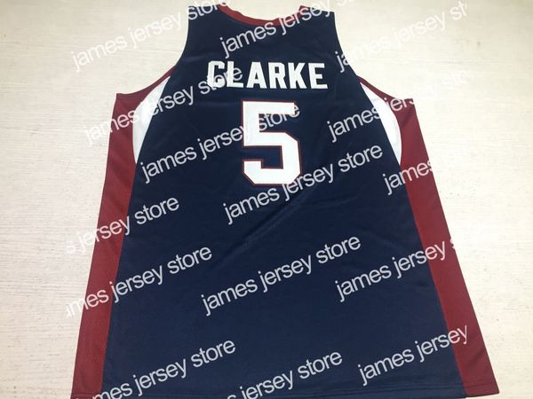 

james customized basketball jersey vintage brewster academy #5 terrence clarke high school jerseys custom any name number size s-5xl, Black;red