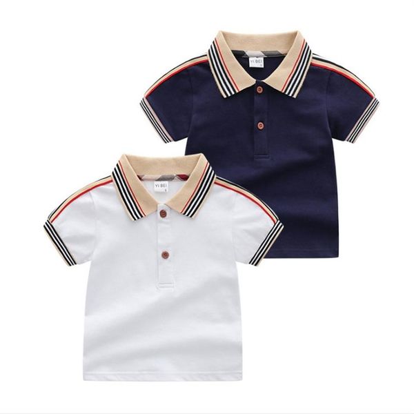 

baby boys summer t-shirts cotton kids short sleeve t-shirt boy casual turn-down collar shirt children tees199n, Blue
