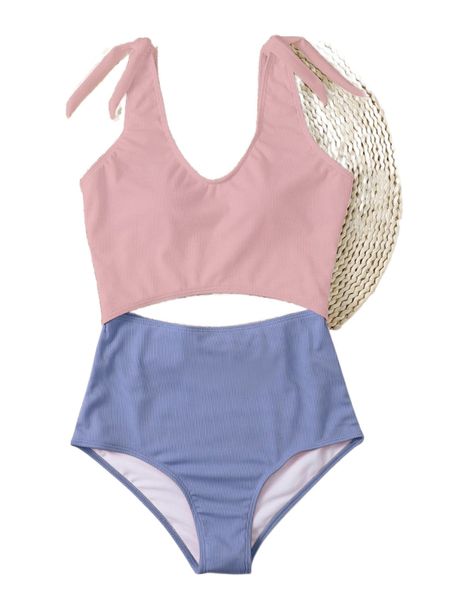 

color block rib one piece swimsuit h6xq#, White;black