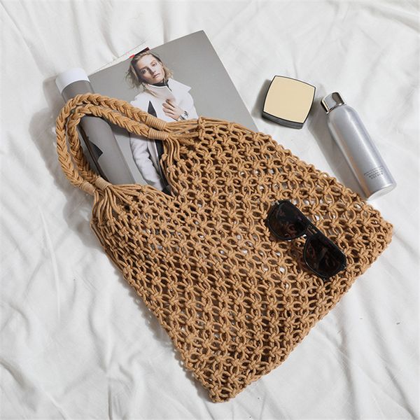

new arrival hollow out shoulder bags for women large capacity straw handbag tote vintage travel beach bag shopping pack 0623