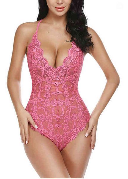 

nxy lingerie lace v-neck suspender multicolor backless printed one-piece batch, Red;black