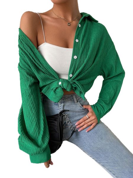 

drop shoulder longline shirt without cami m156#, White