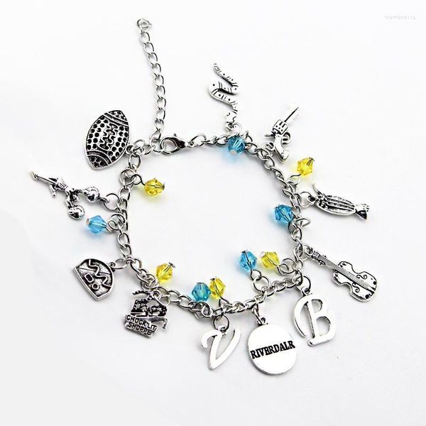 Catena a maglie Riverdale Bracciale con ciondoli Moda Kawaii Chitarra Revolver Distintivo per Donna Ragazzo Cosplay Gioielli in metallo Regalo Trum22