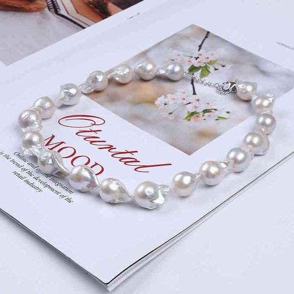 

13-15mm frhwater pearl jewelry necklace with sterling sier clasp, Silver