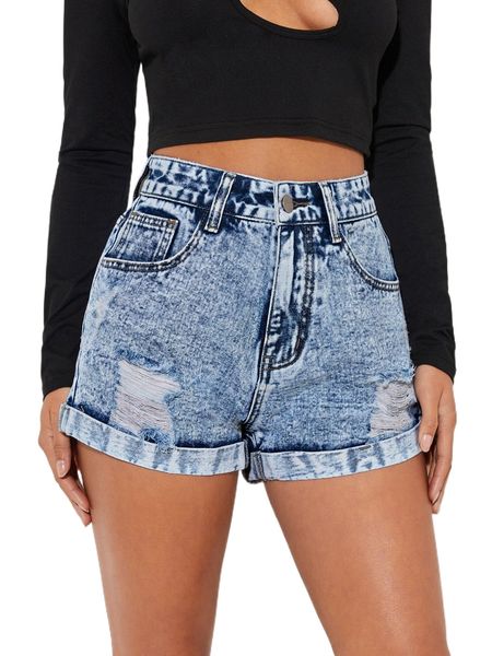 

petite high waist ripped denim shorts c5br#, White;black