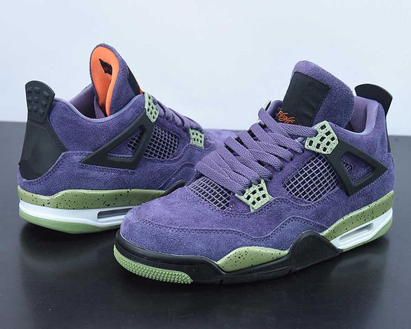 

2022 release jumpman 4 wmns 'canyon purple' basketball shoes canyon purple/ anthracite-alligator-safety orange outdoor trainers sp, Black