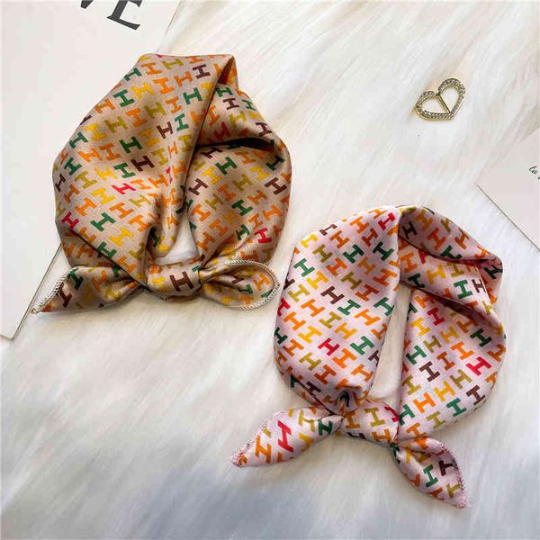 

2021 women silk square scarf print fashion bag scarves lady hair foulard female shawl and wraps neckerchief accessories summer, Blue;gray