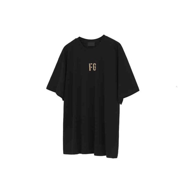 

50% discount multi fear essentials of god thread chest letter high street reflective t-shirt men's and women's loose round neck sh, White;black