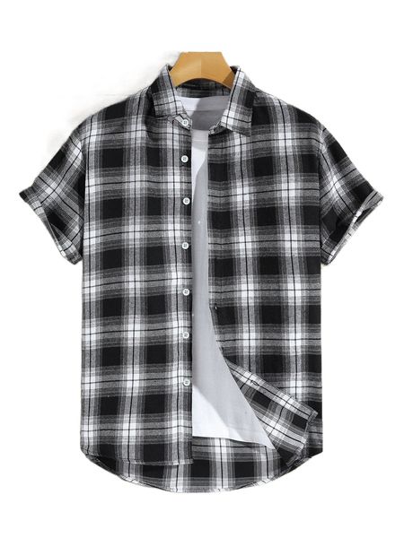 

men plaid print shirt without tee b2wh#, White;black