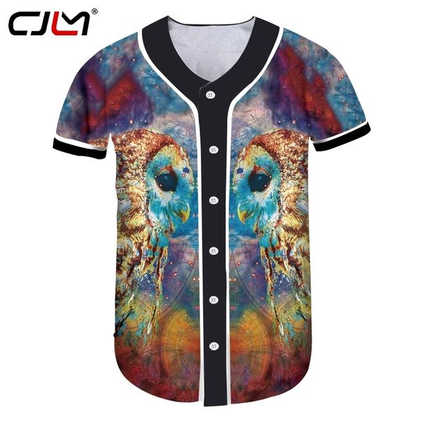 Plus Size Camisa de Beisebol Unissex Colorido Coruja Design Oringinal Amostra Drop Hip Hop Streetwear 220623