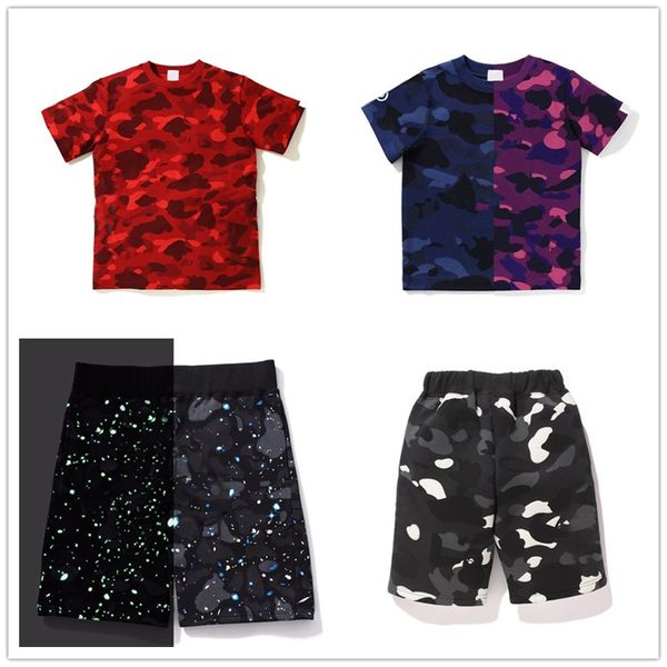 

baby clothing sets kids designer ape tshirts boys shorts girls clothes summer luxury fear tracksuit children youth outfits short sleeve shir, White