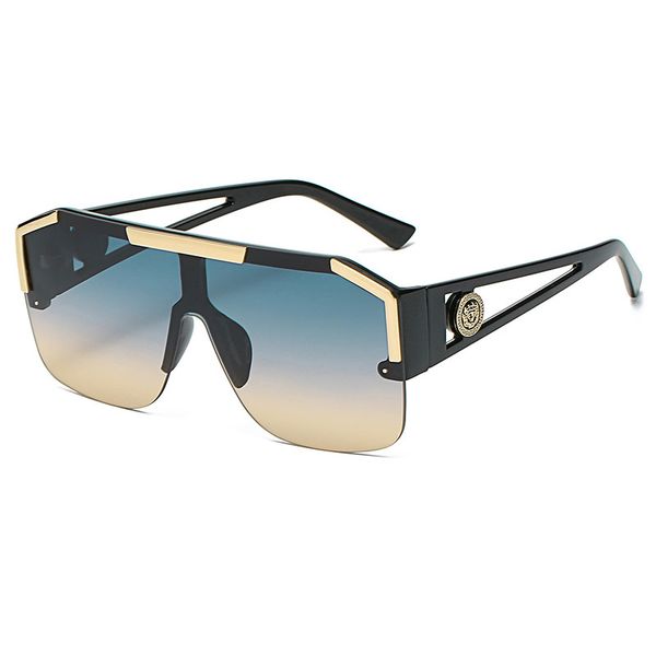 

simple square large frame sunglasses for women luxury hollow siamese glasses male fashion summer beach sunglass uv400, White;black