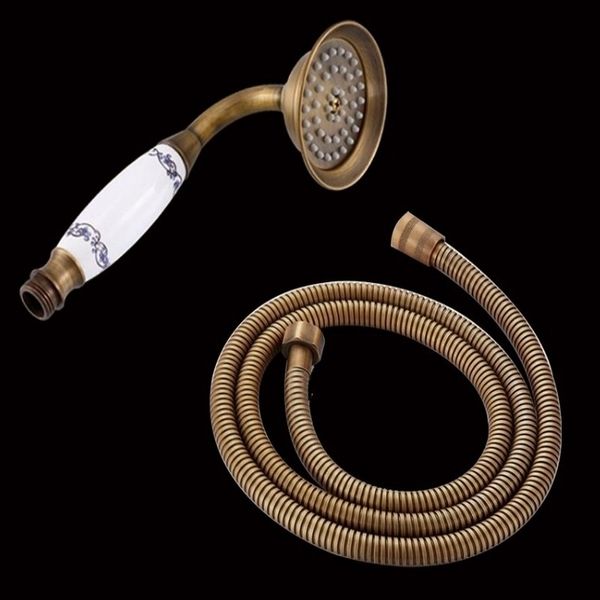Antike Messing Telefonstil Badezimmer Duschkopf Wasser sparsam gehaltener Duschkopfspray 1,5 m Schlauch KXZ037 201105