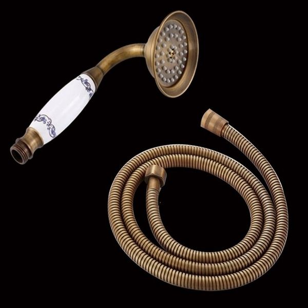 Antique Ottone Telefono per telefono Doccia per bagno Guida ad acqua Risparmio per la doccia Spray per 1,5 m tubo KXZ037 201105