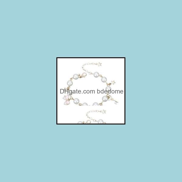 

link chain sailor moon charm bracelet cardcaptor sakura cute cat star crystal imitation pearl bangle wristlet j bdedome dhg, Black