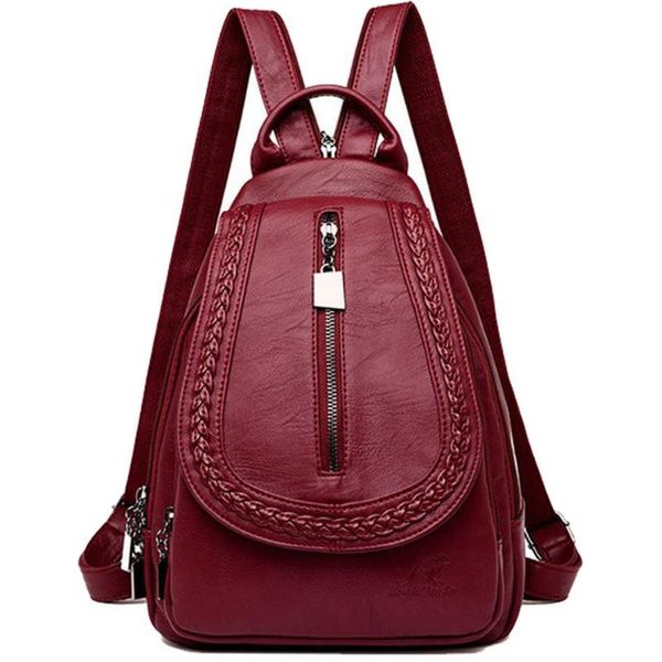 

outdoor bags women leather backpacks zipper female chest bag sac a dos travel back pack ladies bagpack mochilas school for teenage2072