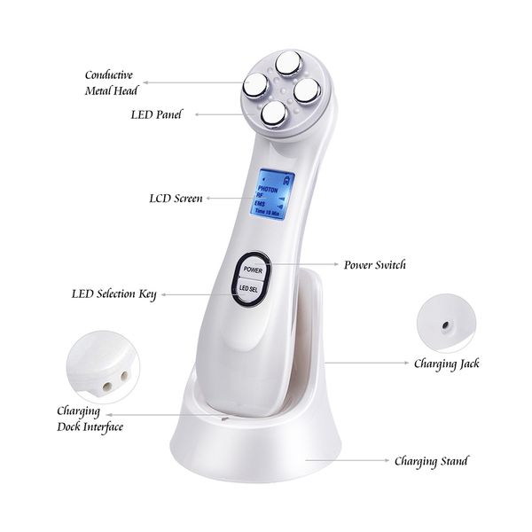 

5 in 1 face beauty machine ems mesotherapy electroporation skin care face lifting led pn skin rejuvenation wrinkle removal p