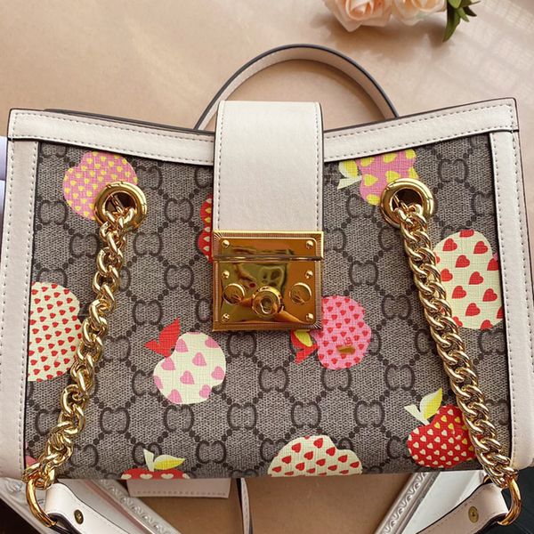 

women gold chain bag heart apple shoulder bag designer luxury tote bag backpack bags classic letter prints crossbody handbags purse high cap