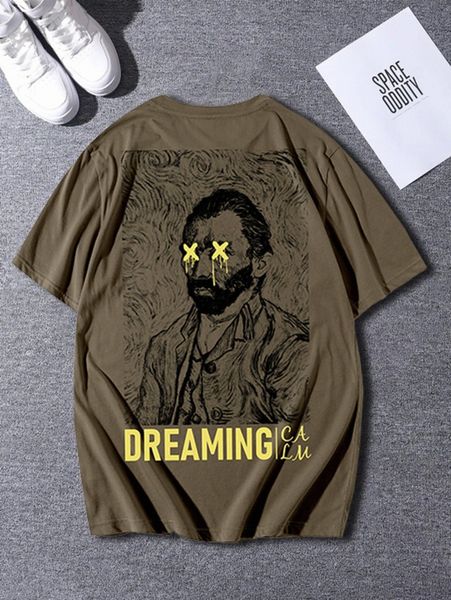 

men letter & figure graphic tee s0s5#, White;black