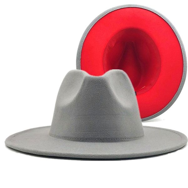 chapéu de feltro de lã jazz vermelho cinza fedora chapéu feminino unissex aba larga panamá chapéu de cowboy chapéu de cowboy masculino chapéu de casamento cavalheiro xl 220511