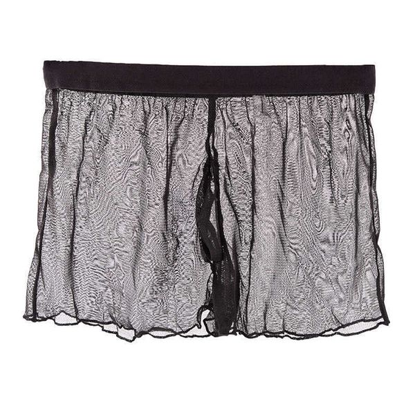 

2022 adultshop ye zimei' underwear ultra thin transparent tulle men' boxer pants perspective mesh u convex, Red;black