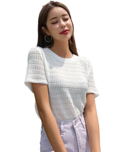 

dazy solid round neck tee u58e#, White