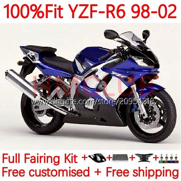 OEM-Karosserie für Yamaha YZF R6 R 6 YZF600 600cc 98-02 Karossergebnisse 7NO.25 YZF 600 CC YZF-600 YZFR6 98 99 00 01 02 YZF-R6 1998 1999 2000 2001 2002 Injektionsverkleidungsset Fabrik Blue