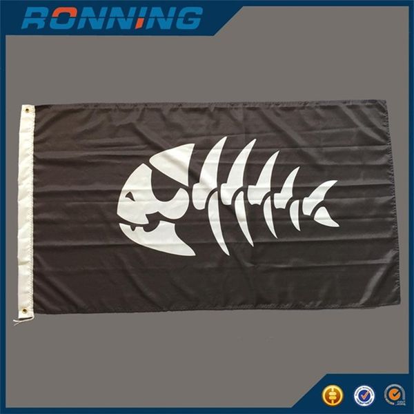 

pirate fish flag banner 3x5 ft polyester printed fish skull pa3311