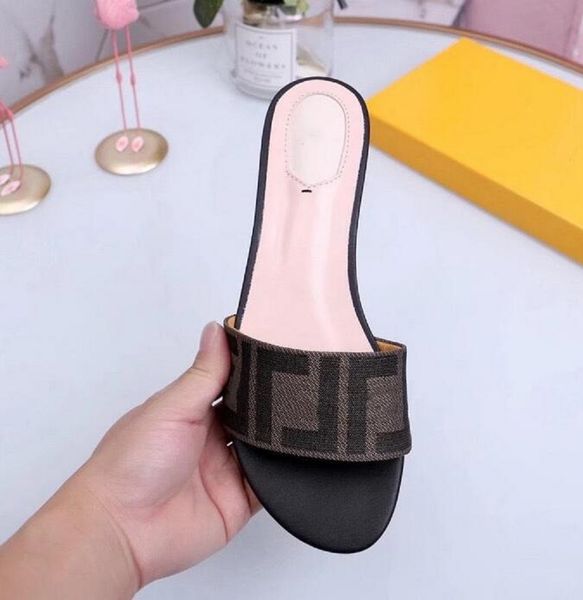 

quality brown zucca velvet slide sandals for women slippers flat slip on shoes flats sandal open toe luxury designers slides slipper 34-42, Black