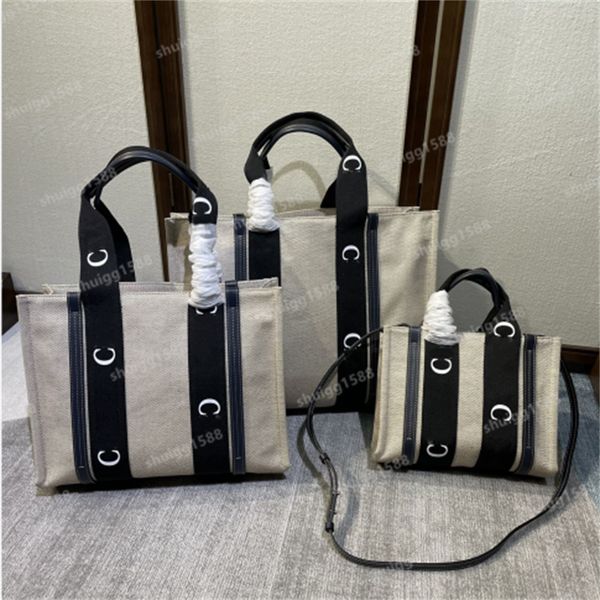 5A Top bolsa feminina bolsa amadeirada bolsa de compras bolsa de lona de alta qualidade moda linho grandes bolsas de praia designer de luxo carteira de ombro de viagem