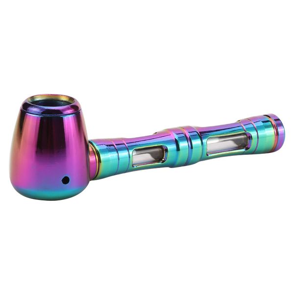 Pipa per fumo in metallo colorato blu ghiaccio staccabile da 120 mm Forma a martello portatile Tubo per fumo in lega di alluminio Tubo per fumo in vetro Portasigarette per tabacco alle erbe ZL1096