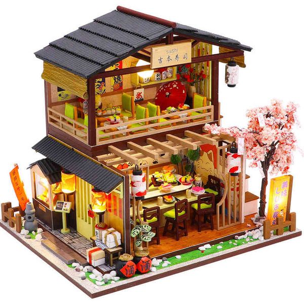 

cutebee kids toys dollhouse kit with furniture assemble wooden miniature doll house diy dollhouse puzzle toys for children m2011 aa220325