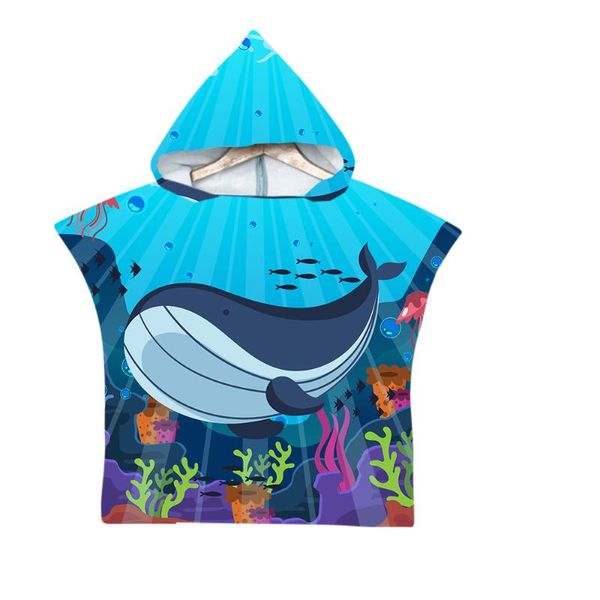 Handtuch Lannidaa Cartoon Whale Beach Mit Kapuze Für Kinder Kinder Schwimmen Sport Bademantel HD Gedruckt Hoodie Sonne Schal Handtuch