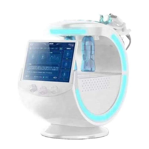 Multifuncional gelo azul ultrassônico RF Aqua Skor SkinBropher Anti-Wrinkle Hidraoxygen Dermoabrasão Facial com Máquina de limpeza de analisador de pele