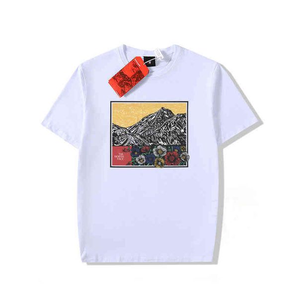 

the designer north tnf facece t shirt fashion brands europe and america snow mountain cotton mens womans lovers summer loose casual couple k, White;black