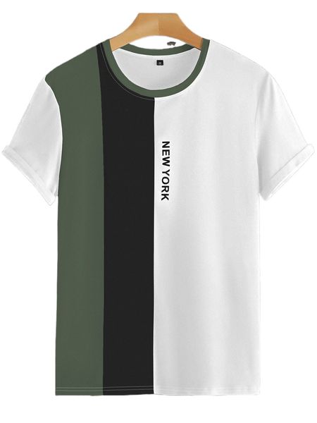 

men letter graphic cut and sew tee u3dp#, White;black