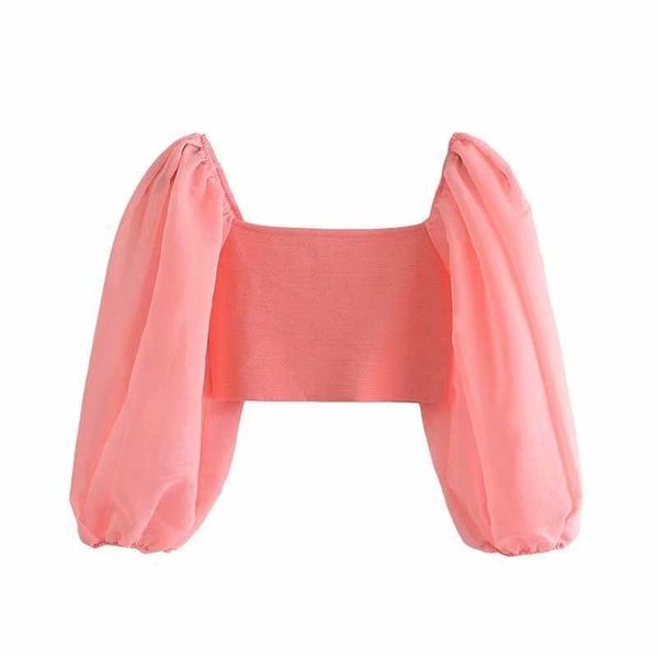 

women blouse puff sleeves casual fashion chic lady elegant woman crop blouses femme 210709, White
