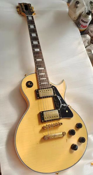 

electric guitar, retro yellow, retro guitar, old style, mahogany body, rosewood fingerboard